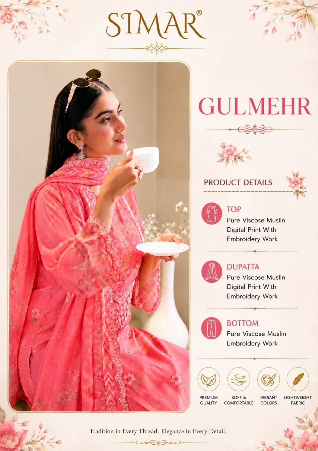 Gulmehr By Glossy 13180 Series Beautiful Colourful Muslin Dresses At Wholesale Price